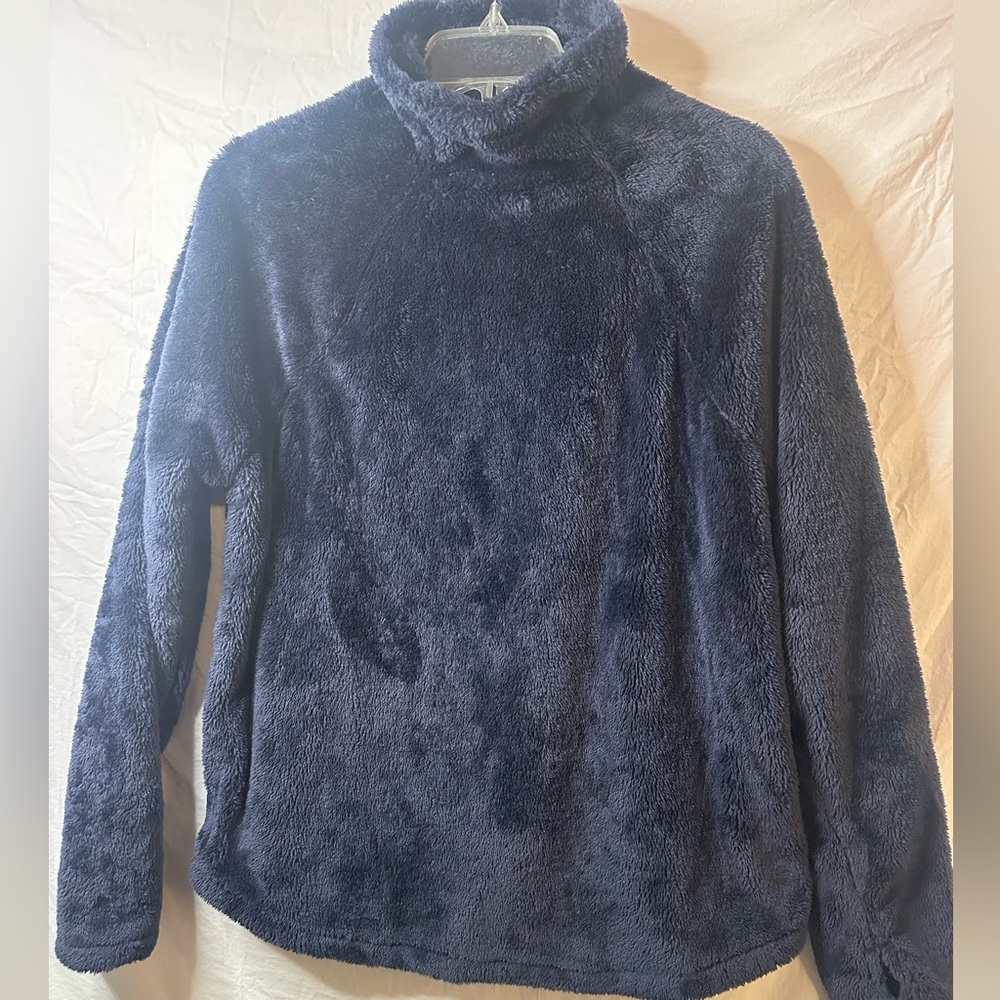JoyLab Plush Fleece Pullover Sweater Navy Blue XL Thumb Holes Cozy